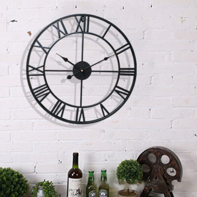 Simple Vintage Ornament Wall Clocks Round Wrought Iron Wall Clock